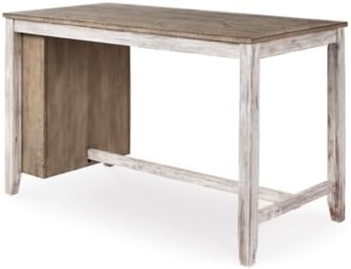 Signature Design by Ashley Skempton Farmhouse 36" Counter Height Dining Table with Storage & Wine Rack, Whitewash