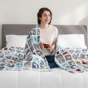Berkshire Blanket Peanuts® VelvetLoft® Cute Character Snoopy Plush Blanket,Woof Blue,Twin 60 in x 90 in (Official Peanuts® Product)