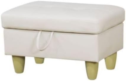Ottoman Storage Ottoman Bench Faux Leather Footrest Footstool with Hinged Lid for Living Room, Bedroom, Entryway, White, 28.5"X19"X17.5"