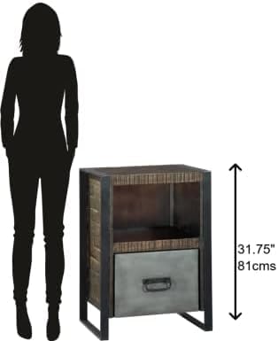 Hekman Industrial File Cabinet - Single Drawer Filing Cabinet with Open Shelf, Pittsburgh Finish, Acacia, Iron Base, Small Office Storage, Rustic File Storage, Mid-Century Modern Home Office Furniture