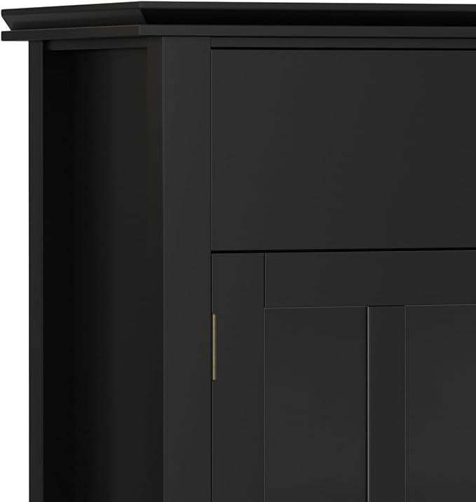 SIMPLIHOME Artisan Buffet - 60 inch Wide Solid Wood 4-Door Sideboard Buffet in Black, Transitional Storage Cabinet for Dining Room or Kitchen with Adjustable Shelves and Square Knobs