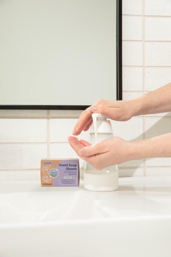 Brave Planet Foaming Hand Soap Refills – Eco-Friendly Fragrance-Free Sheets that are Biodegradable - Just Add Water to Dissolve & Refill 3-5 Bottles or Use Individually for Travel or Camping - 15 Ct