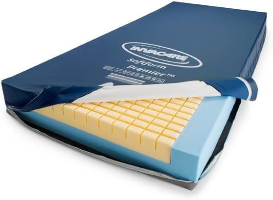 Invacare Premier Hospital Bed Mattress, Foam, Fluid-Resistant Cover Flexes in Right Places to Relieve Body Pressure, Firm Mid-Section & Soft Head/Feet Section, Enhanced Side Support for Safe Transfers
