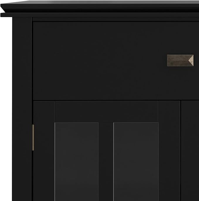 SIMPLIHOME Artisan Buffet - 60 inch Wide Solid Wood 4-Door Sideboard Buffet in Black, Transitional Storage Cabinet for Dining Room or Kitchen with Adjustable Shelves and Square Knobs