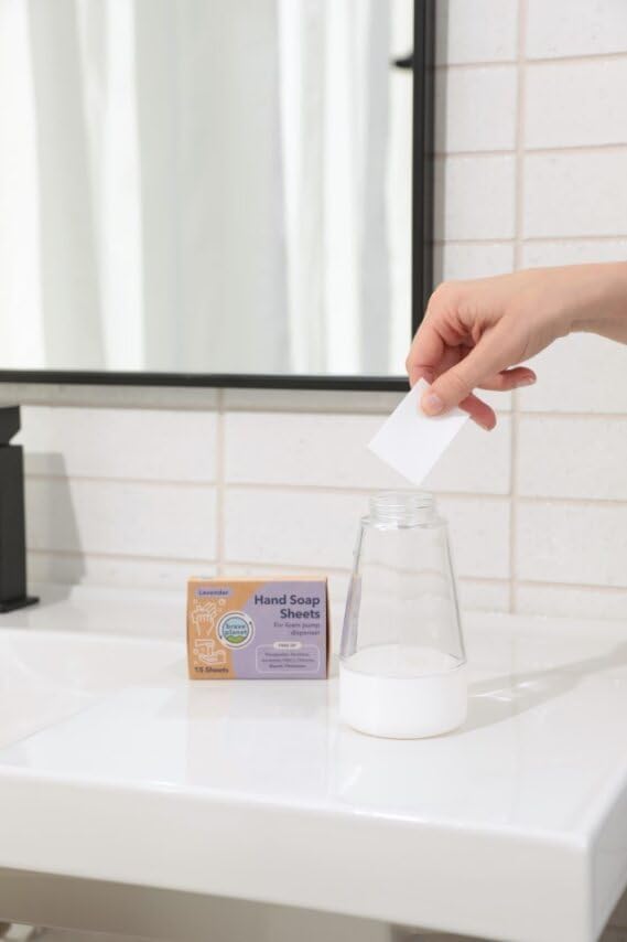 Brave Planet Foaming Hand Soap Refills – Eco-Friendly Fragrance-Free Sheets that are Biodegradable - Just Add Water to Dissolve & Refill 3-5 Bottles or Use Individually for Travel or Camping - 15 Ct