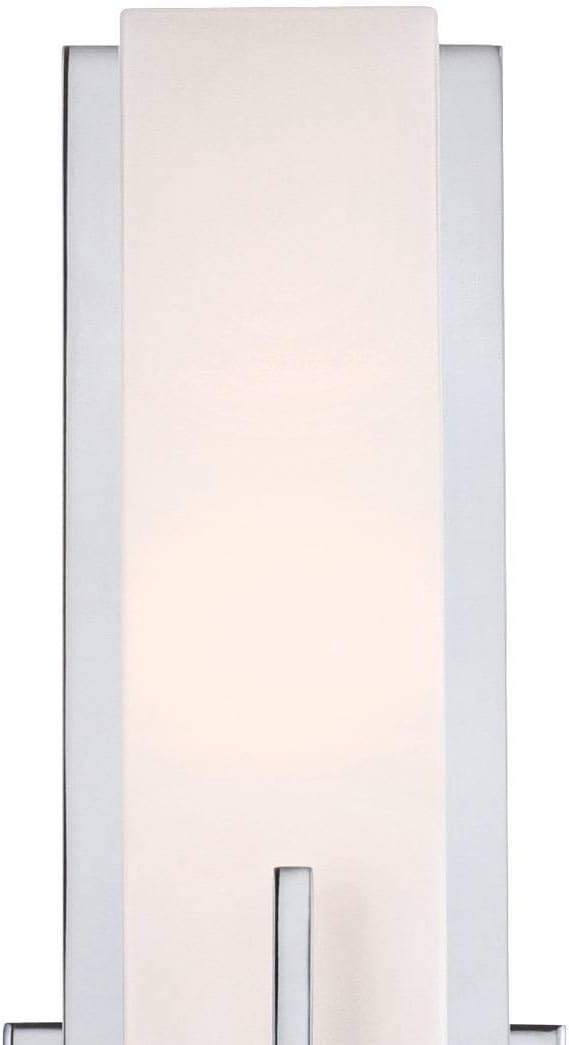 Possini Euro Design Midtown Modern Wall Mount Light Sconce Chrome Hardwired 15" High Fixture Rectangular Opal White Glass for Bedroom Bathroom Bedside Living Room Home Hallway Dining Kitchen