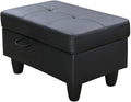 Ottoman Storage Ottoman Bench Faux Leather Footrest Footstool with Hinged Lid for Living Room, Bedroom, Entryway, Black, 28.5"X19"X17.5"
