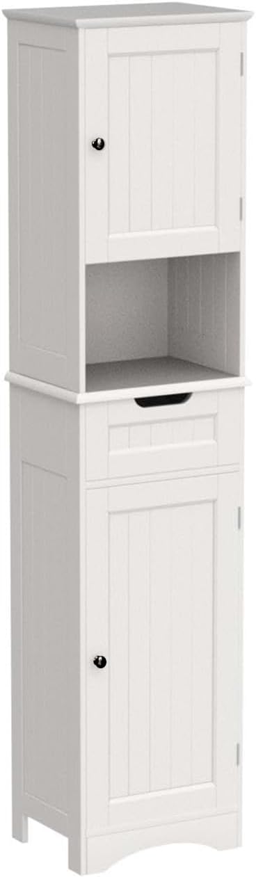 Gizoon 67" H Tall Bathroom Cabinet, Storage Cabinet with 2 Doors & Drawer, Narrow Bathroom Storage Cabinet Freestanding Adjustable Shelves for Home, Kitchen, Versatile, Anti-Tipping, White