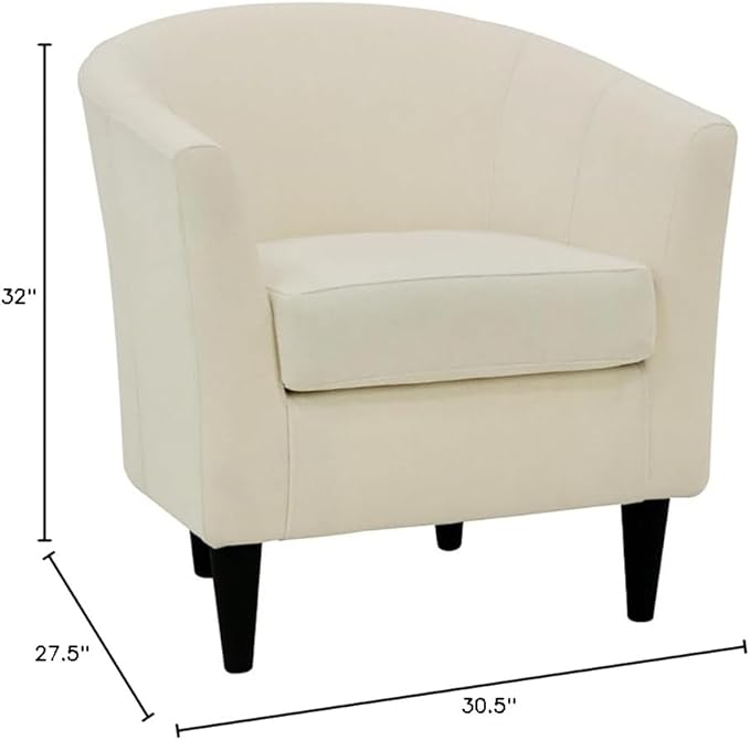 Pemberly Row 17.5" Traditional Polyester Fabric Club Chair in Ivory