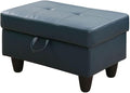 Ottoman Storage Ottoman Bench Faux Leather Footrest Footstool with Hinged Lid for Living Room, Bedroom, Entryway, Denim, 28.5"X19"X17.5"