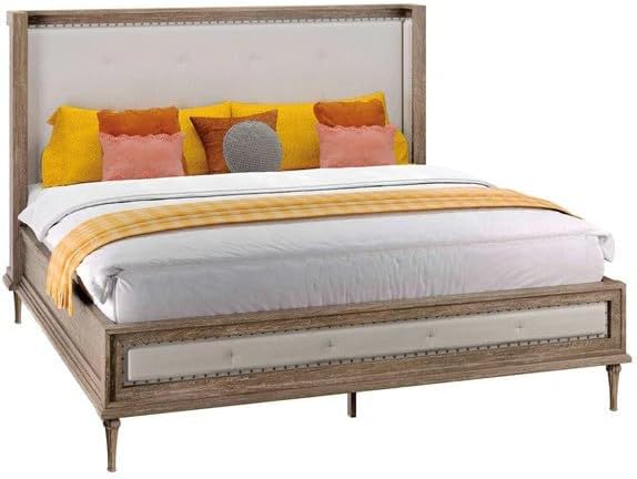 Hekman Chateaux Queen Size Shelter Upholstered Bed Frame - Tufted Headboard Panel, Wooden Frame, Upholstered Wings, Elegant Queen Headboard, Durable Wood Panel, Bed Frame for Bedroom & Guest Room