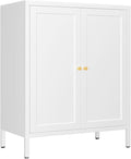 Metal Storage Cabinet, 2 Door Locker Cabinets with Adjustable Shelves, Side Table Storage with Doors,Bathroom Furniture for Small Spaces,Home,Office,Kitchen,Dining Room