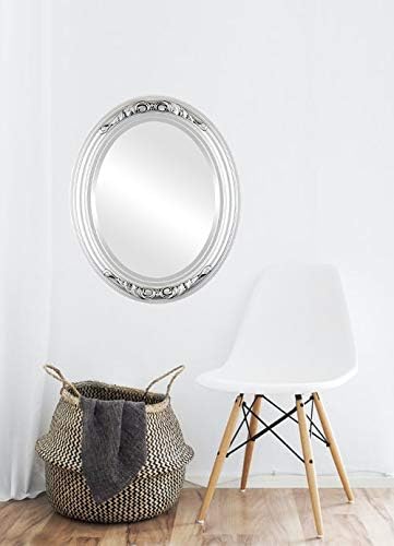 OVALCREST Oval Beveled Wall Mirror for Home Decor - Florence Style - Silver Spray - 24" x 20"