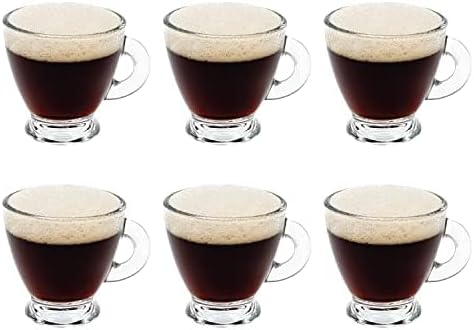 Vikko Espresso Cups, 3.25 Ounce Small Coffee Mugs, Set of 6 Clear Glass Coffee Mug, Durable Dishwasher Safe Glass Cups for Coffee or Tea