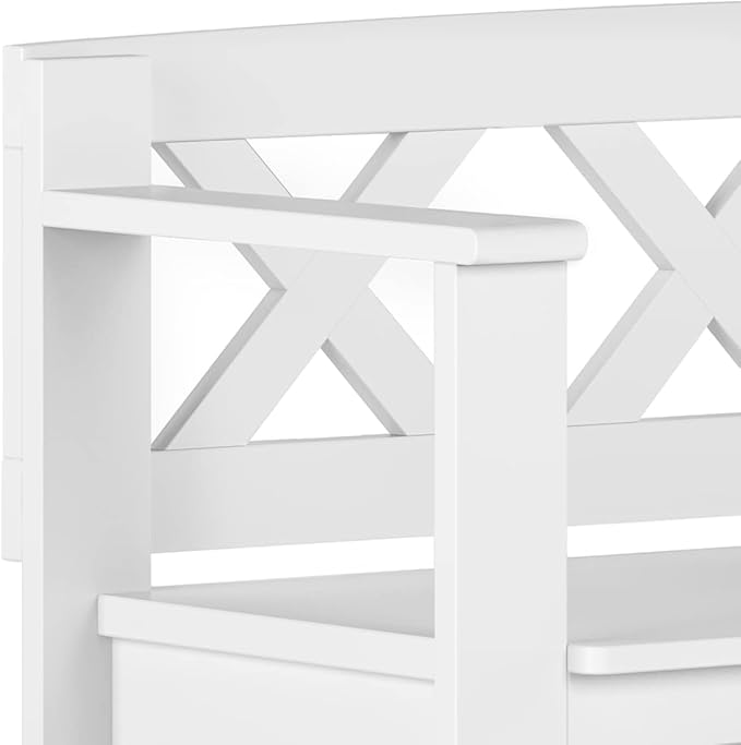 SIMPLIHOME Amherst Entryway Storage Bench - 36 inch Wide Solid Wood Small Hallway Seat in White, Transitional Bench for Entryway or Living Room with Lift-Up Lid and Compact Storage