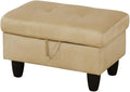 Ottoman Storage Ottoman Bench Flannel Footrest Footstool with Hinged Lid for Living Room, Bedroom, Entryway, Beige, 28.5"X19"X17.5"