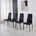 JT Modern Minimalist Dining Chair Fireproof Leather Sprayed Metal Pipe Diamond Grid Pattern Restaurant Home Conference Chair Set of 4 Or 6 (4, Jet Black)