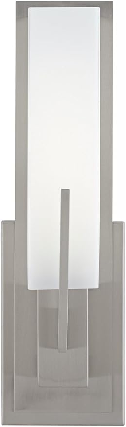 Possini Euro Design Midtown Modern Wall Light Sconce Satin Nickel Hardwired 4 1/2" Wide Fixture White Glass Rectangular Shade for Bedroom Bathroom Bedside Living Room Home Hallway Dining Kitchen