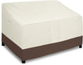 Easy-Going Waterproof Outdoor Couch Cover, Heavy Duty 3-Seater Patio Sofa Cover, Winchdproof Outdoor Furniture Cover with Air Vent (62Wx40Dx33H inch, Beige/Dark Brown)