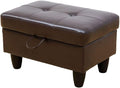 Ottoman Storage Ottoman Bench Faux Leather Footrest Footstool with Hinged Lid for Living Room, Bedroom, Entryway, Brown, 28.5"X19"X17.5"