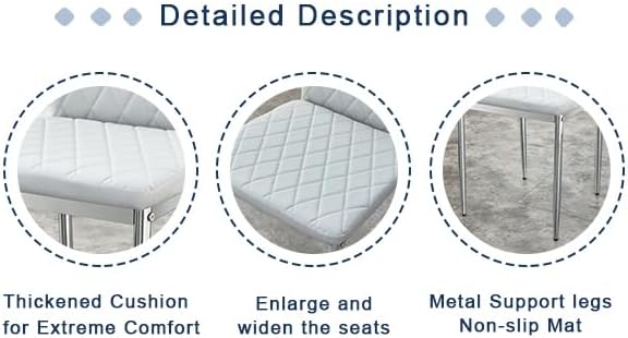 JT Modern Minimalist Dining Chair Fireproof Leather Sprayed Metal Pipe Diamond Grid Pattern Restaurant Home Conference Chair Set of 4 Or 6 (8, Grey)