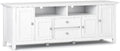 SIMPLIHOME Amherst 72-inch Wide Solid Wood TV Stand in White, Transitional-Style Media Console for Living Room with Cable Management and Adjustable Shelves, Fits 80" TVs