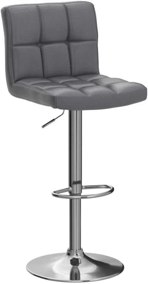 Yaheetech 2 Pack Bar Stools with Backrest, Adjustable Height 25"-36" Swivel Counter Stools, PU Leather Kitchen Barstools with Footrest for Kitchen Island, Dining Room, Gray