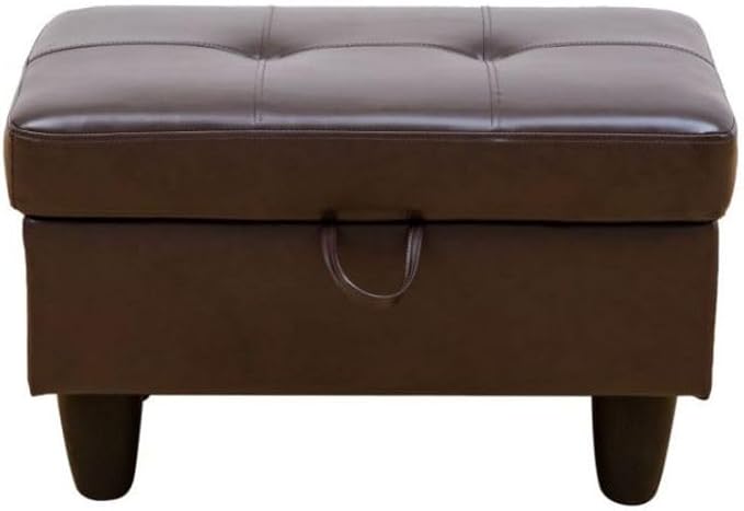 Ottoman Storage Ottoman Bench Faux Leather Footrest Footstool with Hinged Lid for Living Room, Bedroom, Entryway, Brown, 28.5"X19"X17.5"