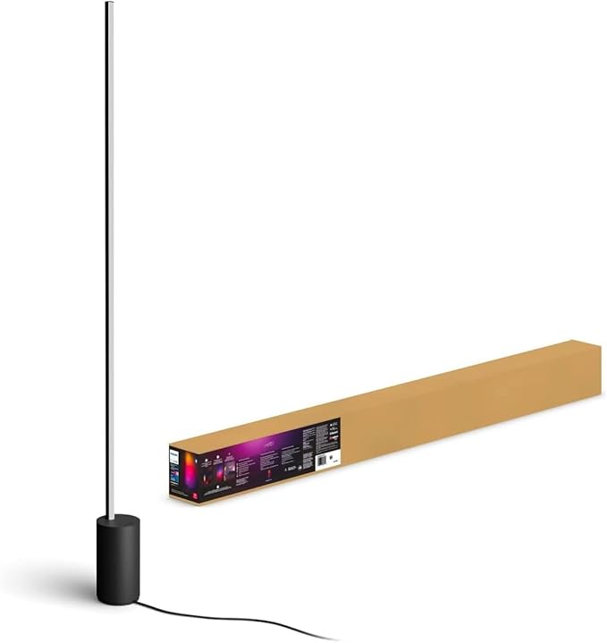 Philips Hue Signe Smart Color Changing Floor Lamp, Black, White and Color Ambiance, Pack of 1, Control with Hue App, LED Floor Lamp Works with Alexa, Google Assistant, and Apple Homekit