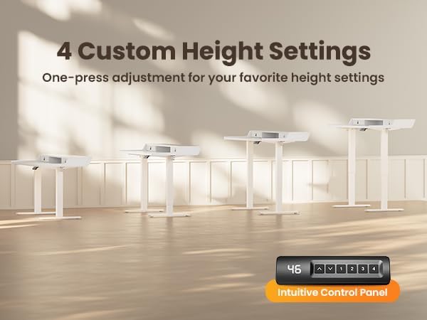 ErGear Electric Standing Desk with Drawers, 63″ x 28″ Gaming Table Compatible Monitor Stand, Stand up Desks, Home Office Height-Adjustable Desk with Storage Shelf, 4 Preset Heights, White