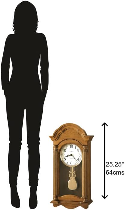 Howard Miller Amanda Wall Clock, Golden Finishing Dual-Chime Movement with Round White Dial, Volume Control Wall Mount Adjustable Levelers Perfect for Home Decor, Living Room & Office