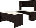 Pemberly Row U Shaped Computer Desk in Dark and White Chocolate
