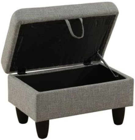 Ottoman Storage Ottoman Bench Linen Footrest Footstool with Hinged Lid for Living Room, Bedroom, Entryway, Grey-2, 28.5"X19"X17.5"