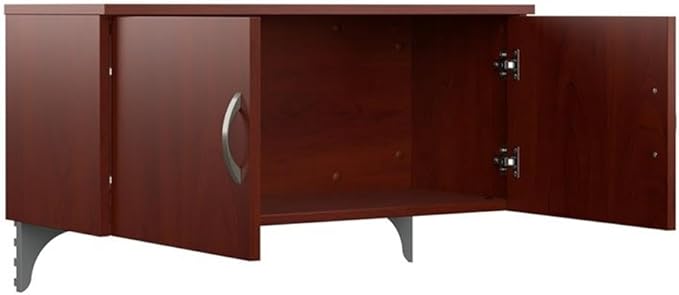 Bush Furniture BSHWC3649403STGK Hansen Cherry 65W x 65D L-Workstation with Storage and Accessory Kit