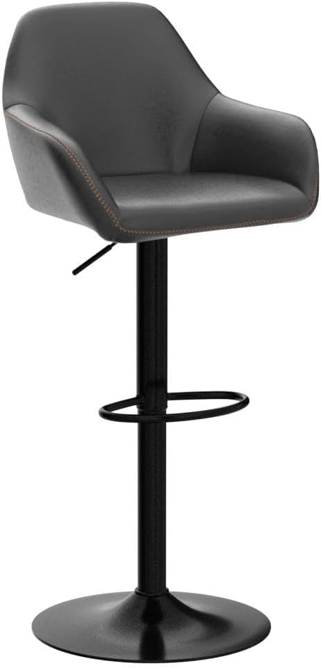 Yaheetech Bar Stools Set of 4, PU Leather Swivel Counter Height Barstools, Adjustable Bar Chairs with Backrest and Footrest, Kitchen Island Stool for Home Kitchen, Black