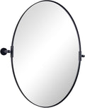 ANDY STAR Black Mirror for Bathroom, 24 x 32 Inch Oval Wall Mirror with Stainless Steel Metal Frame, Pivot Vanity Mirror Vertical Hanging for Modern Style Room