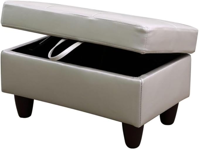 Ottoman Storage Ottoman Bench Faux Leather Footrest Footstool with Hinged Lid for Living Room, Bedroom, Entryway, Silver Green, 28.5"X19"X17.5"