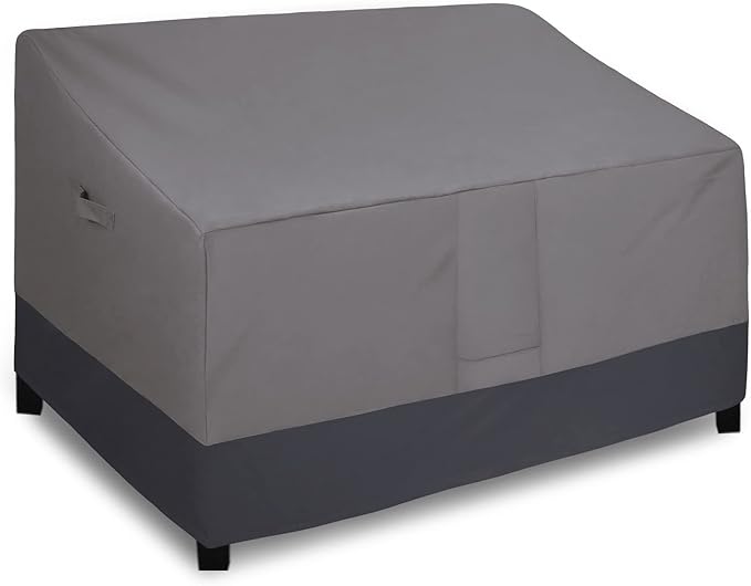 Easy-Going Waterproof Outdoor Loveseat, Heavy Duty Deep 2-Seater Patio Couch, Windproof Furniture Cover with Air Vent (58Wx40Dx31H inch, Gray/Dark Gray)