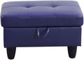 Ottoman Storage Ottoman Bench Faux Leather Footrest Footstool with Hinged Lid for Living Room, Bedroom, Entryway, Blue, 28.5"X19"X17.5"