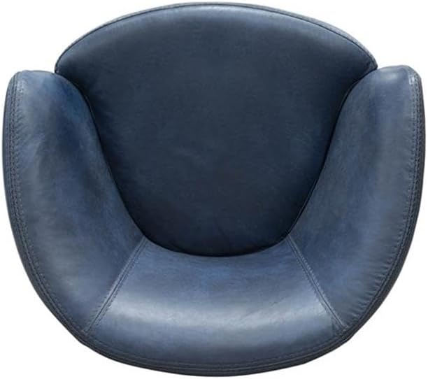 Pemberly Row Set of 2 Vintage Navy All Italian Leather Swivel Club Chair