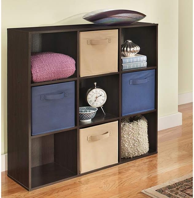 ClosetMaid 9 Cube Laminated Wood Stackable Open Bookcase Display Shelf Organizer for Household, Living Rooms, and Studies, Espresso