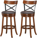 ERGOMASTER Swivel Counter Height Barstool 29 Inch Seat Height Bar Chair Cappuccino X Open Back （ 29 Inch,Set of 2）