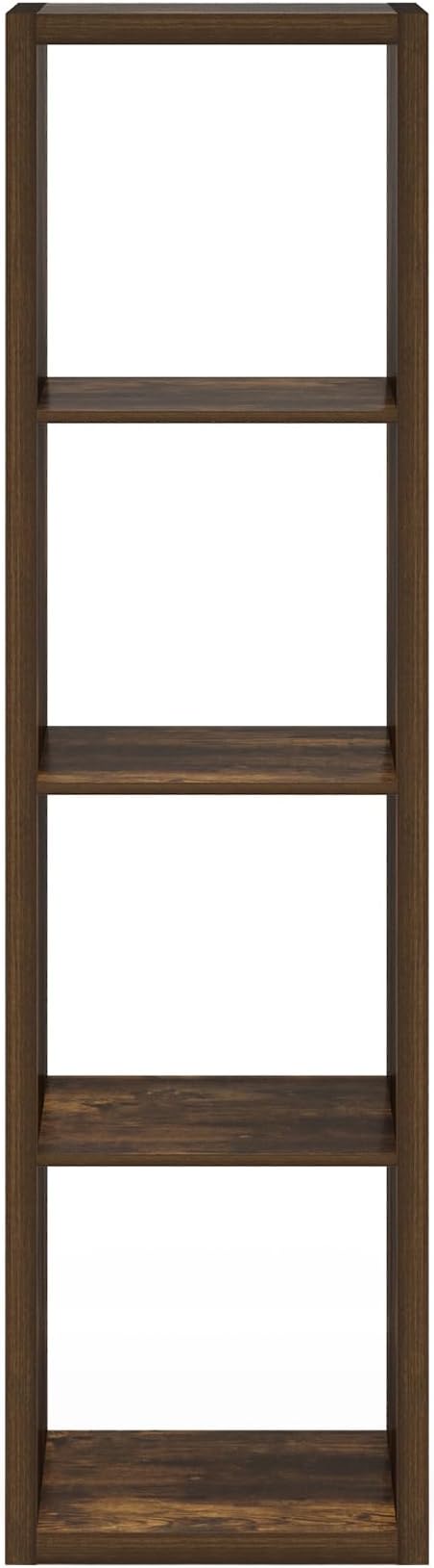 Furinno Cubicle Book Shelf, 4-Cube Vertical Thick Frame Bookshelf, Horizontally & Vertically Reversible Bookcase with Open Back, 14.6 x 15.9 x 58, for Living Room, Bedroom, Home Office, Amber Pine