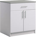 Prepac Elite 36" Tall Storage Cabinet with Doors and Shelves, Multipurpose Garage Cabinet with Large Drawer and Adjustable Shelf, Open Back Storage Furniture for Kitchen, Laundry Room, Garage, White