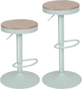 Kidol & Shellder Bar Stools Set of 2 Round Adjustable Swivel Barstools Modern Backless Bar Chairs Wooden Seat Counter Height Stools Armless for Kitchen Island, Cafe, Dining Room (Mint Green)