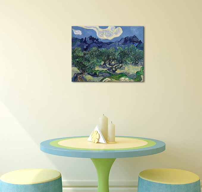Wieco Art Canvas Prints Wall Art Olive Trees by Van Gogh Classic Abstract Oil Paintings Reproduction Artwork Gallery Wrapped Landscape Pictures for Living Room Bedroom Home Office Decor