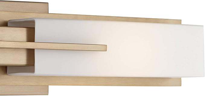 Possini Euro Design Midtown Modern Wall Light Burnished Brass Gold Metal Hardwired 23 1/2" 2-Light Fixture White Glass Shade for Bedroom Bedside Bathroom Vanity Living Room Hallway Dining House