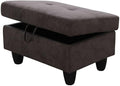 Ottoman Storage Ottoman Bench Flannel Footrest Footstool with Hinged Lid for Living Room, Bedroom, Entryway, Dark Brown, 28.5"X19"X17.5"