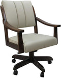 Tobias Designs Inc. Casa Caster Solid Wood Dining Chair - Ocean Beige Vinyl - Brown Honey