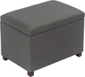 Asense 24'' Small Square Ottoman with Lift Off Lid, Storage Cube Leather Ottoman for Foot Rest, Footstool for Dorm, Living Room, Bedroom,Slate Gray